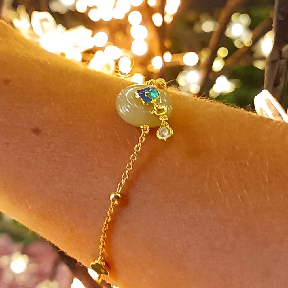 Lotus 925 Sterling Silver Nephrite Jade Necklace For Women